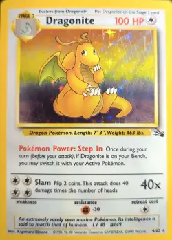 Dragonite 4/62 – Holo Rare – Fossil Set – Pokemon Card – MP - Image 1