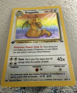Wizards of the Coast Pokemon TCG Dragonite 4/62 Fossil 1st Ed Holo 100 HP - Image 1