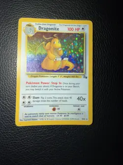 Pokemon TCG Dragonite Fossil 4/62 Holo Rare 100 HP 1999 Unlimited - Image 1