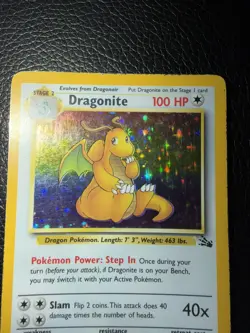 Pokemon TCG Dragonite Fossil 4/62 Holo Rare 100 HP 1999 Unlimited - Image 2