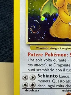 1999 Pokemon Dragonite Fossil Italian Holo Rare 4/62 With Beautiful Swirl! LP- - Image 2