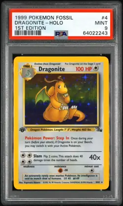 PSA 9 Dragonite 4/62 Fossil Holo 1st Edition - Image 1
