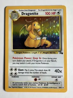 Pokemon TCG Dragonite 4/62 Fossil Holo Rare Unlimited 100HP 1999 English - Image 1