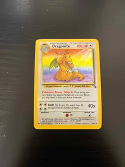 Pokemon TCG GOOD FRONT Fossil Dragonite 4/62 Holo Rare 1999 English 100 HP - Image 1