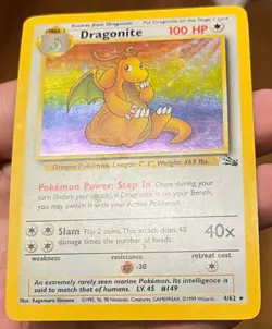 Pokemon TCG GOOD FRONT Fossil Dragonite 4/62 Holo Rare 1999 English 100 HP - Image 4