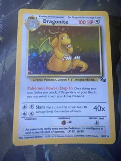 Pokemon TCG Dragonite 4/62 Fossil Rare Holo Card WOTC 1999 - Image 1
