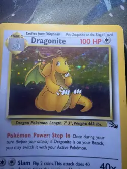 Pokemon TCG Dragonite 4/62 Fossil Rare Holo Card WOTC 1999 - Image 2