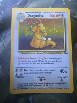 Pokemon TCG Dragonite 4/62 Fossil Rare Holo Card WOTC 1999 - Image 3