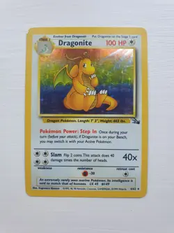 Pokemon TCG Dragonite Holo Rare 4/62 Fossil Set Unlimited Card WOTC 1999 Vintage - Image 2