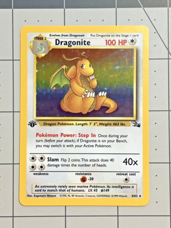 Dragonite 4/62 Holo 1st Edition Pokemon Fossil NM - Image 1