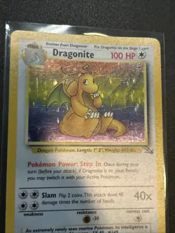 1999 Pokemon Fossil Dragonite 4/62 Holo Rare Unlimited WOTC NM Vintage - Image 3