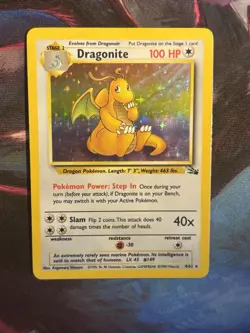 Pokemon TCG Dragonite 4/62 Fossil Set Holo Vintage 1999 WOTC Moderately Played - Image 1