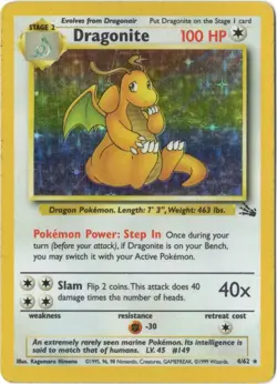 Dragonite 4/62 Fossil Holo Pokemon 1999 - Image 3