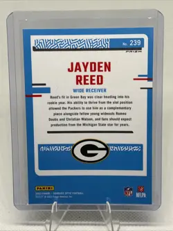 2023 Panini Donruss Optic - Rated Rookie Jayden Reed #239 Purple Shock Prizm - Image 2
