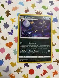 Pokemon TCG Umbreon SWSH129 Holo Rare Sword & Shield Cosmos Promo Card SWIRL - Image 1