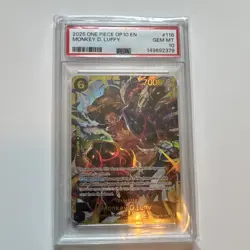 Namco 2025 One Piece CCG Monkey D. Luffy OP10-118 Secret Rare Foil PSA 10 - Image 1