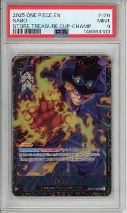 One Piece Graded: Sabo OP13-120 Store Treasure Cup Champ. 2025 PSA 9 - Image 1