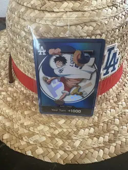 2026 ONE PIECE LA DODGERS MONKEY D LUFFY DON CARD PROMO and HAT COMBO - Image 2