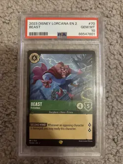 Beast “Relentless” Disney Lorcana 70/204 Legendary (Non Foil) in a PSA Gem MT 10 - Image 1