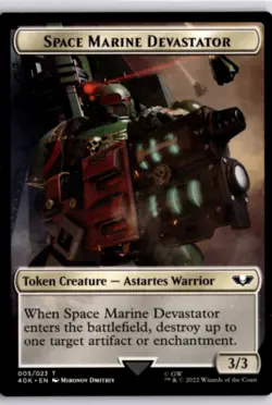 MTG 40K Non-Foil Soldier (002) Space Marine Devastator Double-Sided Token T 2/5 - Image 2