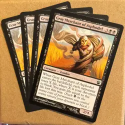 MTG ~ PLAYSET ~ 4x Gray Merchant of Asphodel ~ THS Theros ~ #89 ~ NM/LP - Image 1