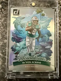 2025 Panini Donruss #10 Devon Achane Downtown SSP Miami Dolphins. PLEASE READ!!! - Image 1
