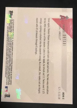 Shohei Ohtani 2018 Topps Now Moment of the Week #MOW-6 Rookie Los Angeles Angels - Image 2