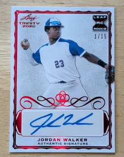 2020 Leaf Trinity JORDAN WALKER auto Red Spectrum Holofoil 1/15 Cardinals - Image 1