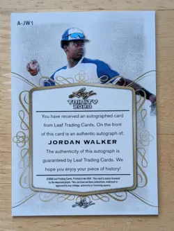 2020 Leaf Trinity JORDAN WALKER auto Red Spectrum Holofoil 1/15 Cardinals - Image 2