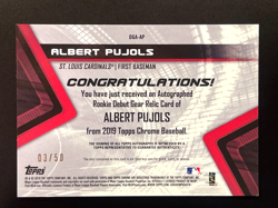 2019 Topps Chrome Albert Pujols Rookie Debut Gear #DGA-AP AUTOGRAPH & RELIC /50 - Image 2