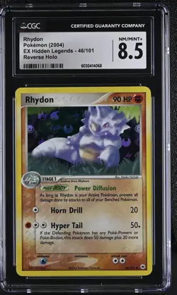 CGC 8.5 Rhydon 2004 EX Hidden Legends 46/101 Reverse Holo Pokemon Card - Image 1