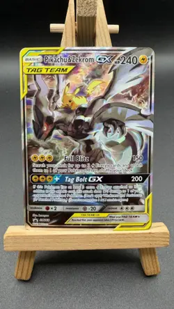 Pokemon TCG Pikachu & Zekrom GX Tag Team SM168 Black Star Promo LP - Image 1