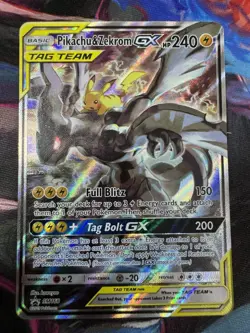 Pokemon TCG Pikachu & Zekrom GX Sun Moon Team Up SM168 Holo Promo - Image 1