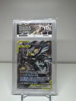 Pokemon Pikachu & Zekrom GX TCG Sun Moon Team Up SM168 Promo ACE 10 GEM MINT💎 - Image 1