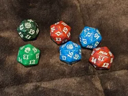 Mixed lot of 6 MTG Spindown Dice Life Counter D20 Dice 20 Sided RPG - Image 1