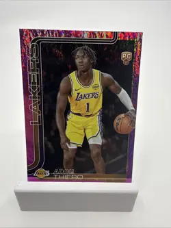 2025 Topps Flagship - Adou Thiero Pink Holo Foil RC #236 - Los Angeles Lakers - Image 1