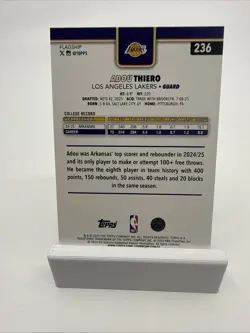 2025 Topps Flagship - Adou Thiero Pink Holo Foil RC #236 - Los Angeles Lakers - Image 2