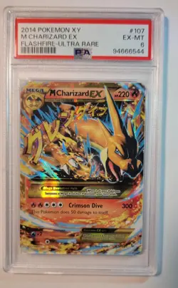 XY Flashfire 2014 M Charizard EX Holo Secret Rare Card #107/106 PSA 6 low pop - Image 2