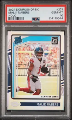 2024 Panini Donruss Optic Malik Nabers Rated Rookie #271 Holo Prizm (RC) PSA 10 - Image 1