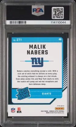 2024 Panini Donruss Optic Malik Nabers Rated Rookie #271 Holo Prizm (RC) PSA 10 - Image 2