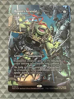 MTG Ronin’s Arsenal #0015 Foil Borderless Mythic TMNT Source Material (PZA) - Image 2