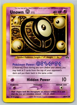 Pokemon TCG Unown [O] Neo Discovery 69 Regular Unlimited Common - Image 1