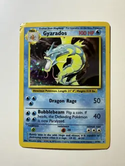 Pokemon WOTC Base Set Gyarados Holo 6/102 HP Vintage Wizards Card - Image 1