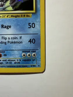 Pokemon WOTC Base Set Gyarados Holo 6/102 HP Vintage Wizards Card - Image 4