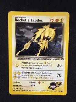 Pokemon Rocket's Zapdos Holo Rare Gym Heroes 15/132 WOTC Vintage 2000 - Image 1
