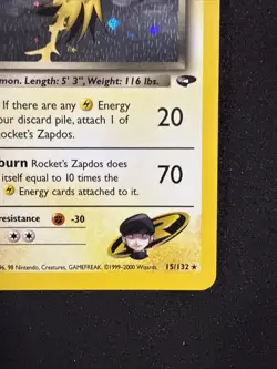 Pokemon Rocket's Zapdos Holo Rare Gym Heroes 15/132 WOTC Vintage 2000 - Image 4