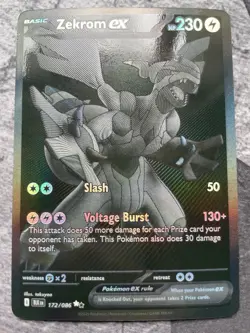 Pokemon Black Bolt Zekrom ex 172/086 BWR Black White Rare NM/MINT - Image 3