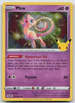 Mew 011/025 Holo Rare Celebrations Pokemon Holo Near Mint - Image 1