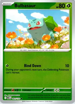 Bulbasaur 001/132 Common Mega Evolution Pokemon Reverse Holo Near Mint - Image 1