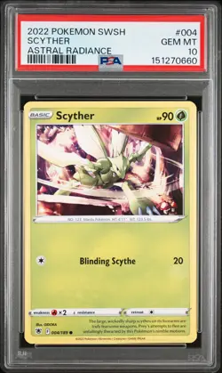 PSA 10 - 2022 POKEMON SWORD & SHIELD ASTRAL RADIANCE 004 SCYTHER | POP 8 - Image 1